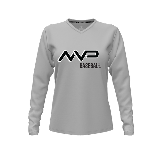 [FTLVPTGY-FYXS-LOGO1] Decker Performance T-Shirt (Female Youth XS, Gray, V Neck, Logo 1, Long Sleeve)